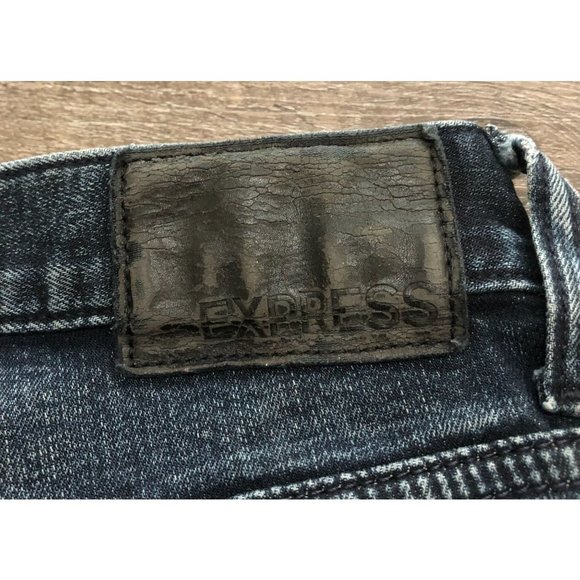 Express Mens Size 34x34 Stretch Classic Slim Fit Dark Wash Blue Jeans - Picture 3 of 7